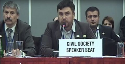 Andrei Paluda speaking at an OSCE Human Dimension conference. September 25, 2015. 