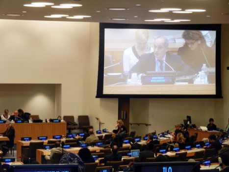 Во время презентации доклада Миклоша Харашти в ООН