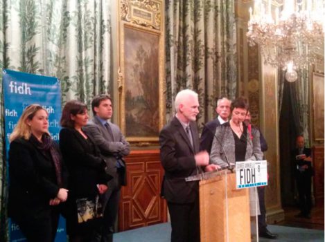 Ales Bialiatski at the party in the Paris City Hall, December 9, 2014