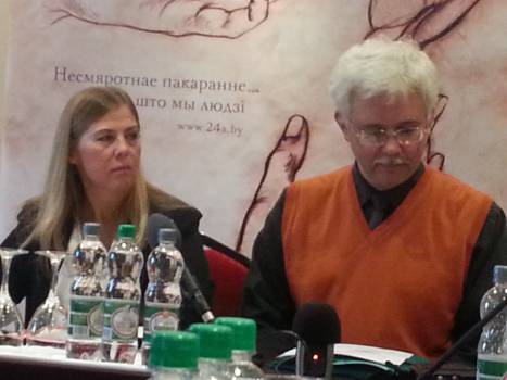 Viktoryia Siarheyeva and Siarhei Shymavalos, representatives of the Moscow office of Penal Reform International