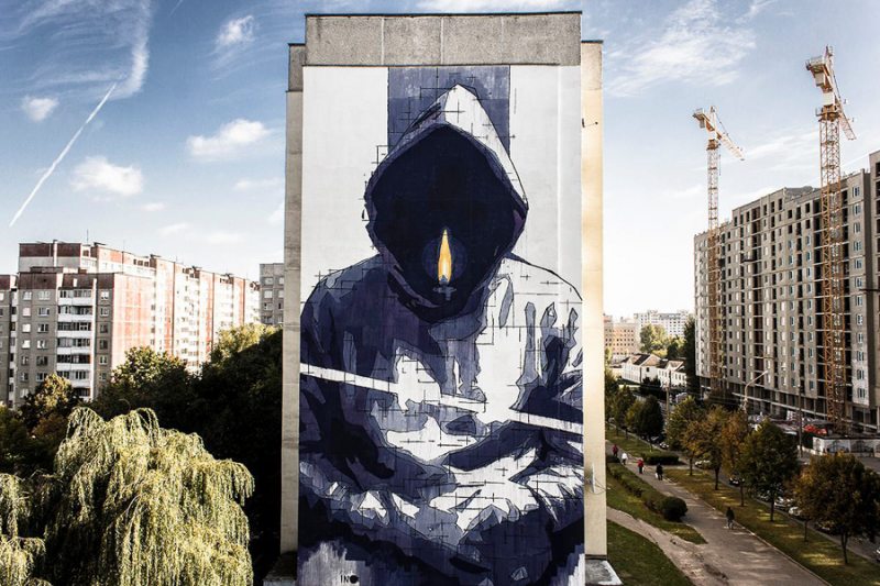Мурал на одном из зданий в Минске, который уничтожили власти. Фото: generation.by