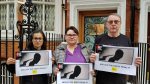 Amnesty International coordinator for Belarus Aisha Jung, Viasna activist Natallia Satsunkevich, and Amnesty International coordinator Barrie Hay picketing in London on World Day against the Death Penalty.October 10, 2018