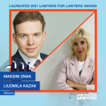 Maksim Znak and Liudmila Kazak laureates Lawyers for Lawyers Award 2021