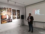 Andrei Paluda speaking at the opening of an exhibition on the death penalty hosted by the Territory of Rights event space