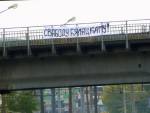 European Belarus activists detained while hanging out banner "Freedom to Bialiatski"