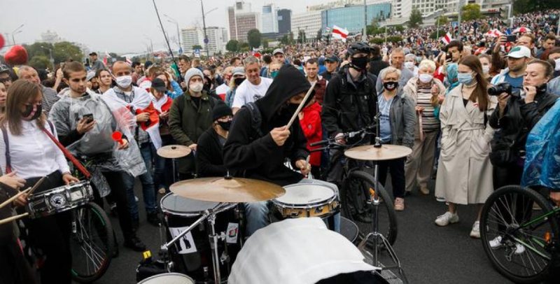 Барабанщики на одной из протестных акций. Фото: TUT.BY