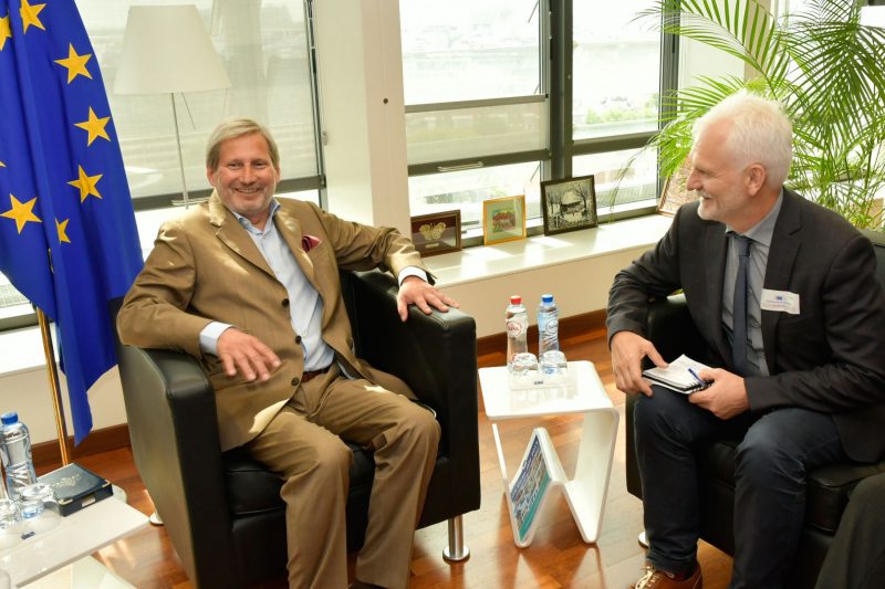 Head of Viasna Ales Bialiatski with Johannes Hahn, Commissioner at Neighborhood and Enlargement Negotiations department