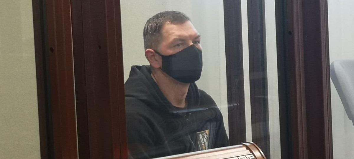 Aliaksandr Kardziukou on trial. Photo: b-g.by