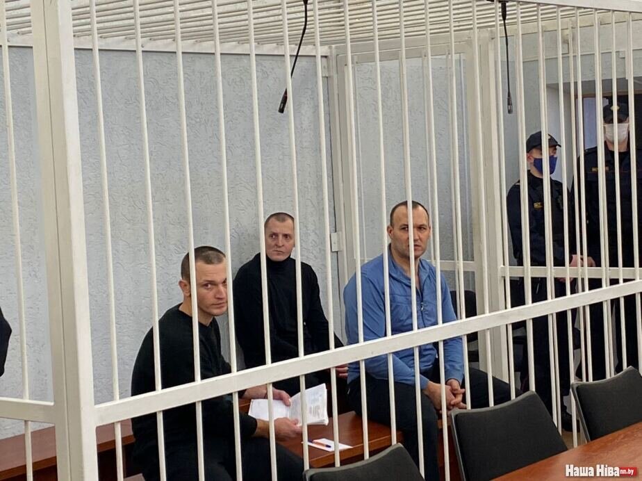 Обвиняемые Драб, Зенько и Кацкель. в суде 17 марта. Фото: Наша Нива.