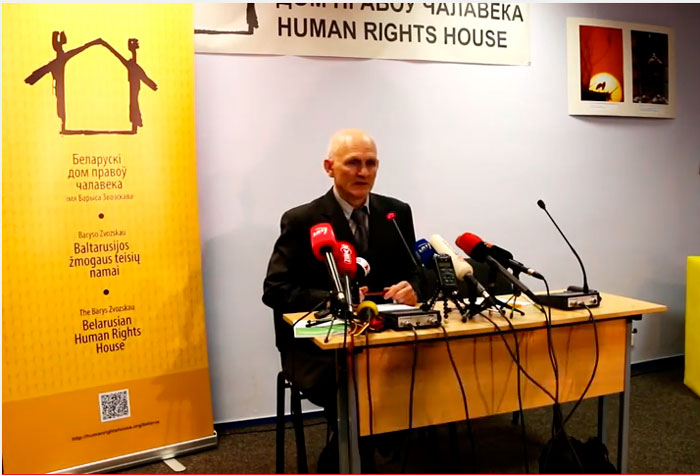 Ales Bialiatski at the press-conference in the Belarusian Human Rights House. Vilnius, 27 June 2014