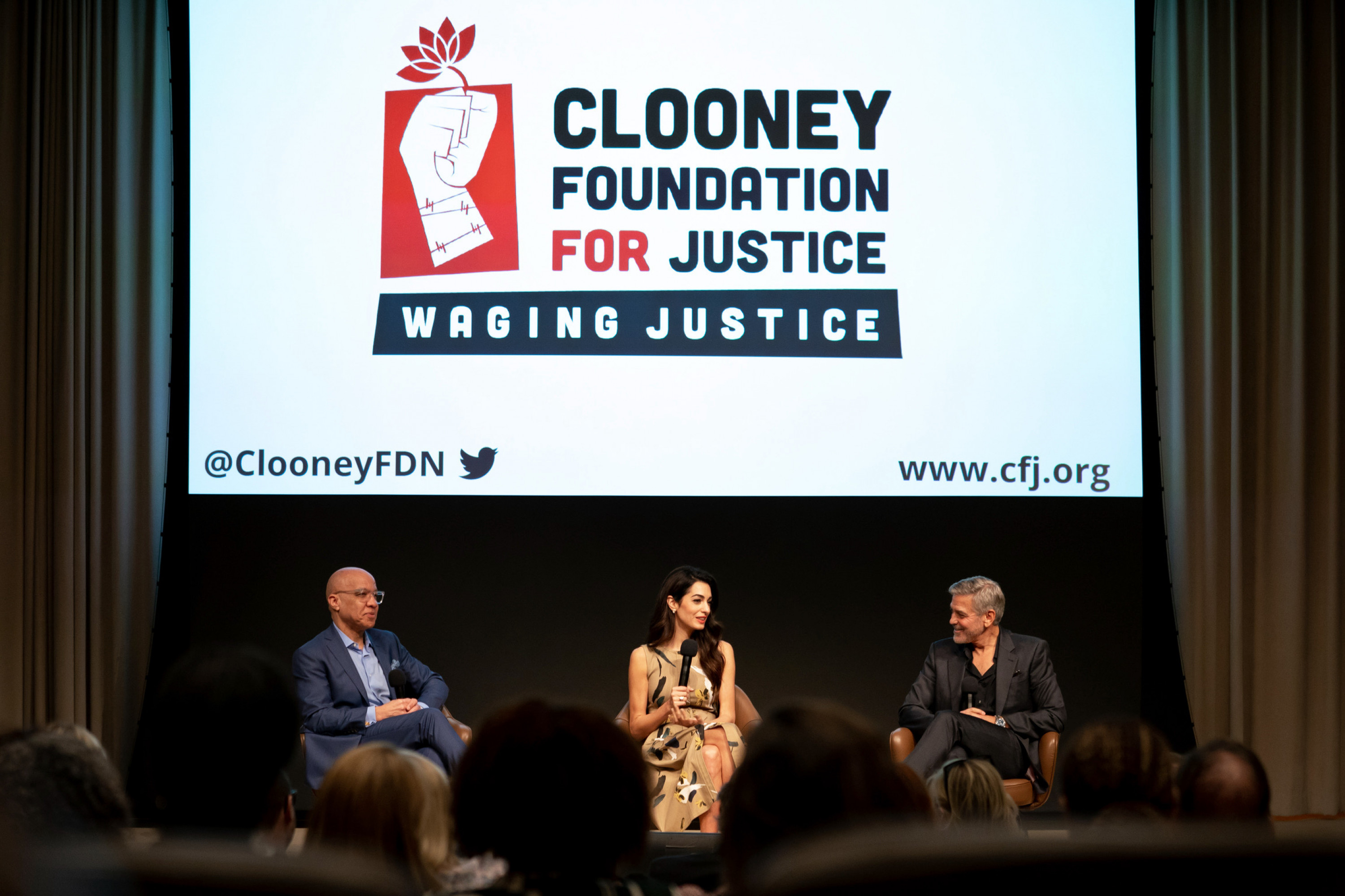 Darren Walker, President of the Ford Foundation, and Amal and George Clooney