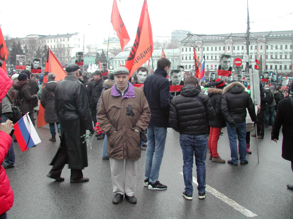 Mikhail Kukabaka during a march in memory of Boris Nemtsov in Moscow. March 1, 2015.