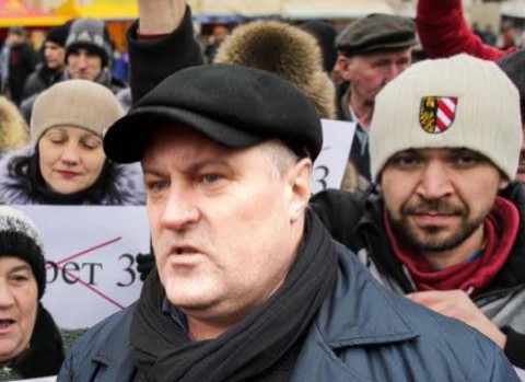 Леонид Судаленко во время Марша нетунеядцев.   