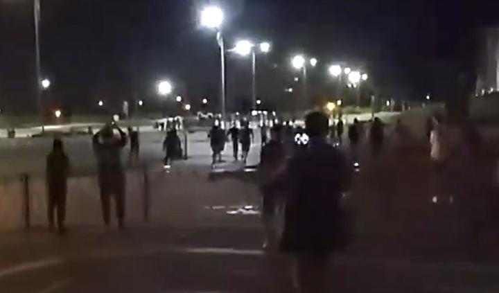 Screenshot from a video showing people protesting in Žlobin after the August 9, 2020 election