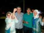 Nabeel Rajab with his family following his release on May 24