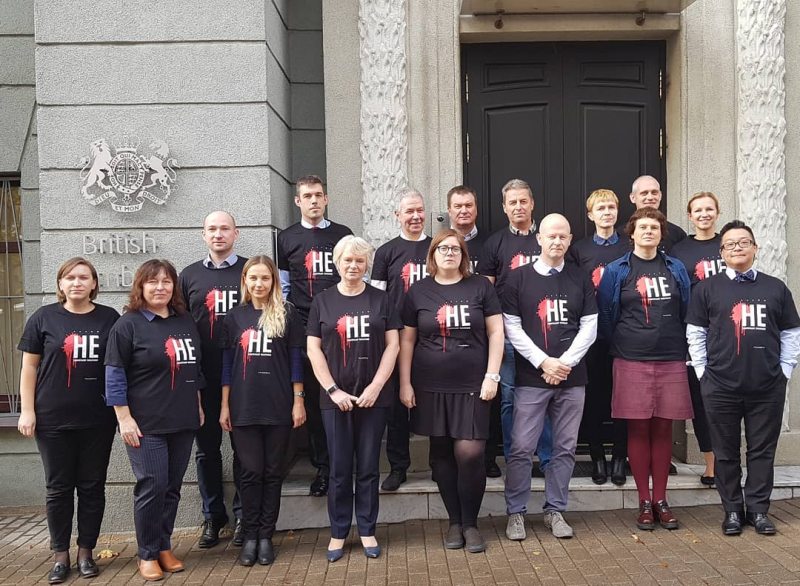Staff of the British embassy to Minsk posing for a group photo on World Death Penalty Day. October 10, 2019