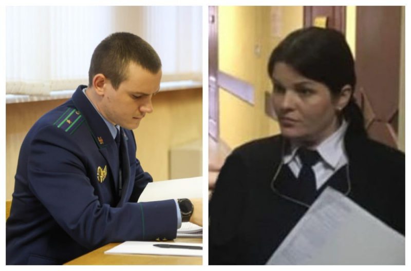 Prosecutor Aliaksandr Karol and judge Maryna Zapasnik