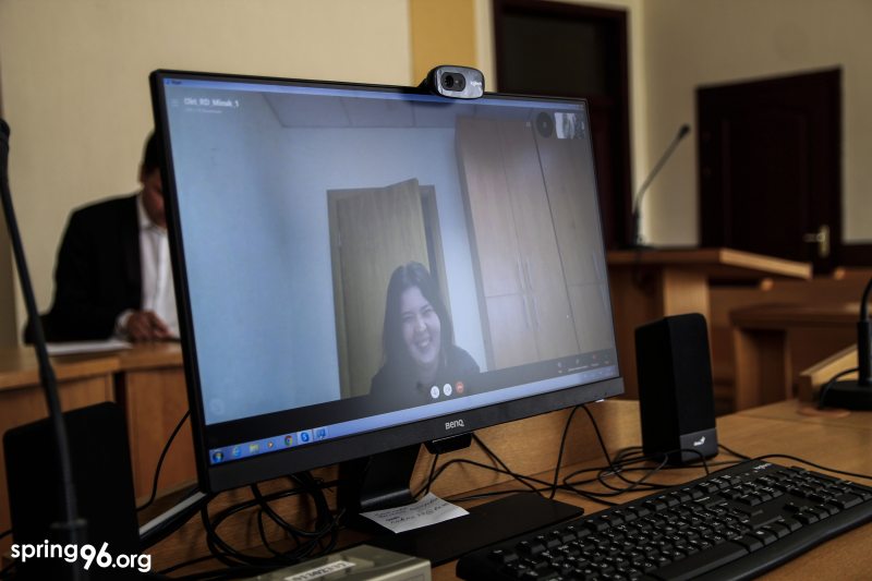 Journalist Maryia Eliashevich on trial via conference call. August 2, 2020